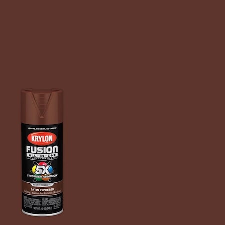 Short Cuts Krylon Fusion All-In-One Satin Espresso Paint+Primer Spray Paint 12 oz K02738007